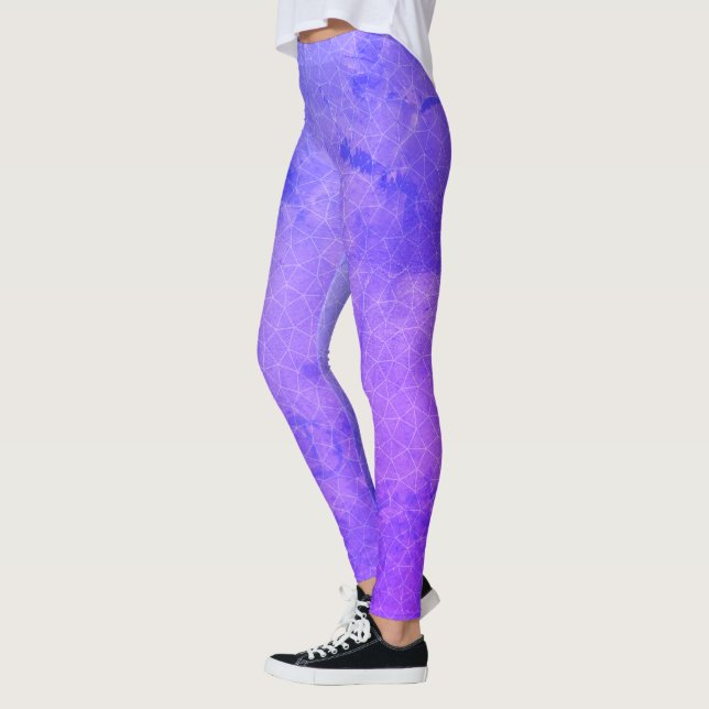 Legging Geométrico Na moda Purple Blue Grungy Moderno (Esquerda)