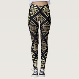 Legging Geométrico Preto e Dourado