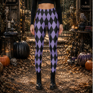 Legging Geométrico Preto e Rojão de Diamante de Halloween