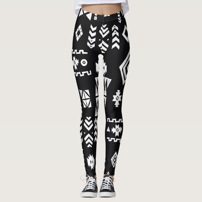 Legging Geométrico tribal: fundo sem costura na moda. (Frente)