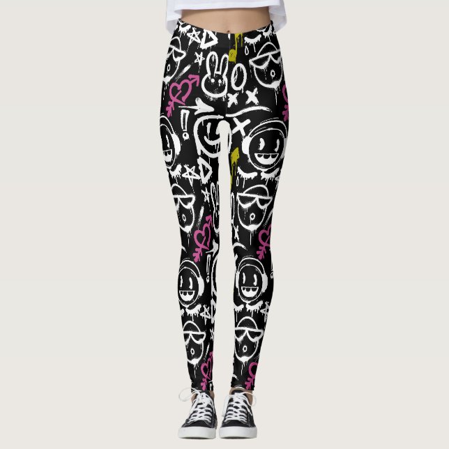 Legging GFT02-Grafite Principalmente Branco.Fundo Preto (Frente)