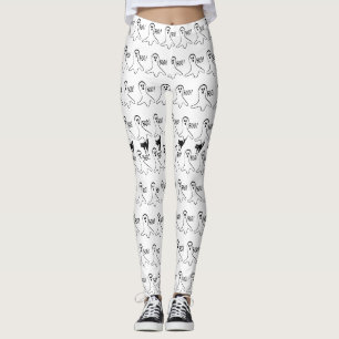 Legging Ghost e Black Cat Halloween é divertido