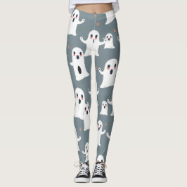 Legging Ghost Pattern Bonito Halloween Spooky Kawaii Desig