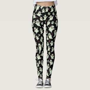 Legging Ghost Pattern Bonito Halloween Spooky Kawaii Desig