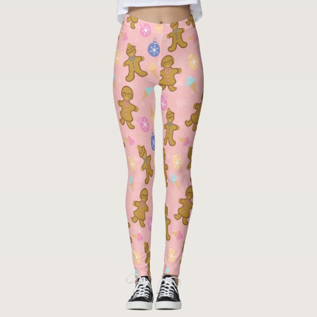 Legging Gingercake Man, bolas de Natal (Frente)