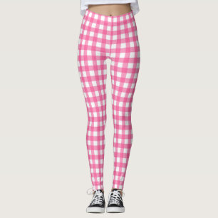 Legging Gingham Branco e Rosa Brilhante