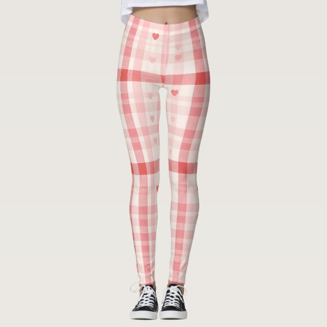 Legging Gingham Hearts • Classic Sweet Valentine Seamless  (Frente)