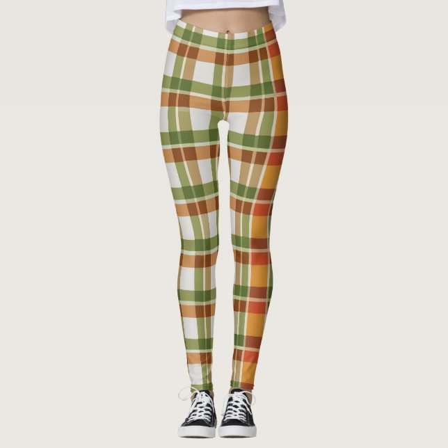 Legging Gingham Laranja Verde (Frente)