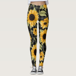 Legging Gingham Sunflower Pattern