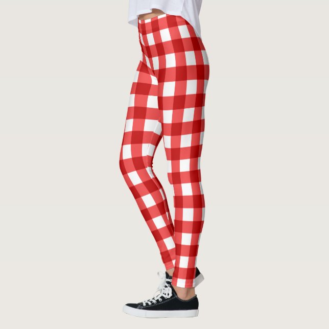 Legging Gingham Vermelho E Padrão Verificado (Esquerda)