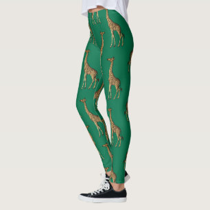 Legging Girafa Mamífero Verde Esmeralda Animal Selvagem Áf