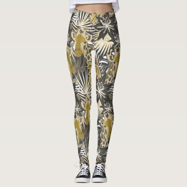 Legging Girafas na floresta noturna. (Frente)