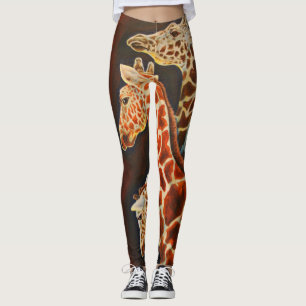 Legging Girafas, nós arte do animal de três africanos
