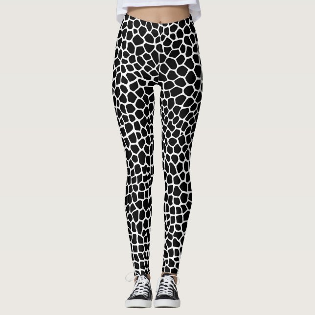 Legging Giraffe Animal print black and white leggins (Frente)