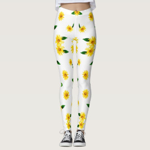 Legging Girassóis amarelos sobre fundo branco