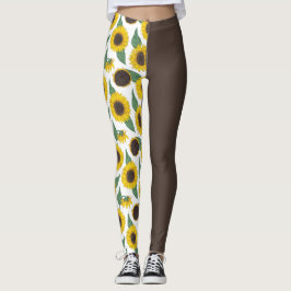 Legging Girassóis em Castanho 1/2 e 1/2