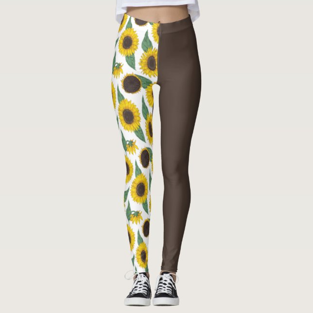 Legging Girassóis em Castanho 1/2 e 1/2 (Frente)