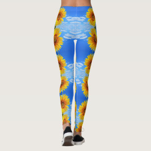 Legging Girassol Amarelo e Abelhas no Céu Azul - Verão