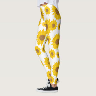 Legging Girassol Amarelo Padrão com sementes minúsculas de