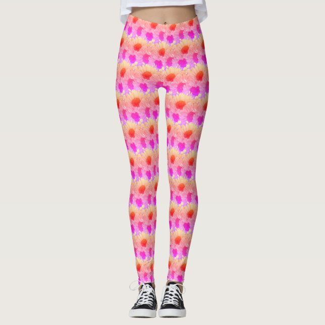 Legging Girassol Aquarela Floral Neo Rosa (Frente)