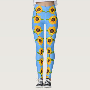 Legging Girassol contra Sol no Céu Azul - Perna de Verão