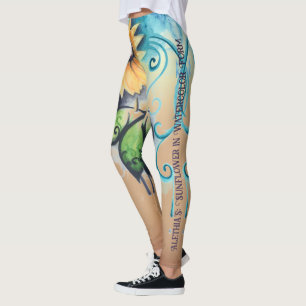 Legging Girassol de Alethia em forma de aquarela Recoleta
