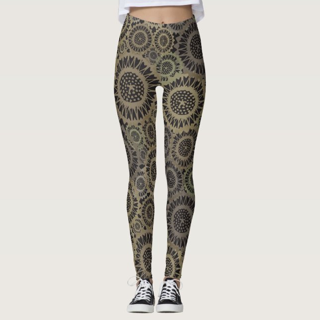 Legging Girassol Dourado Psicodélico (Frente)