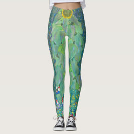 Legging Girassol por Klimt, Arte Floral Vintage Art Nouvea