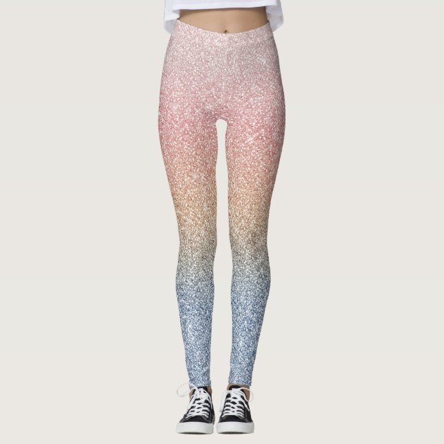 Legging Girls Blush Rosa Dourado Blue Ombre Sparkles (Frente)