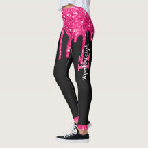 Girly Black Hot Pink Glitter Drives Nome do Monogr
