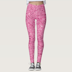 Legging Girly Glitzy Pink Glitter Zebra