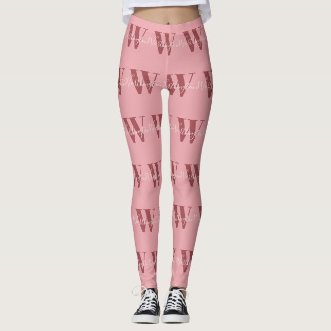 Legging Girly Monograma e Nome cor-de-rosa vermelho (Frente)