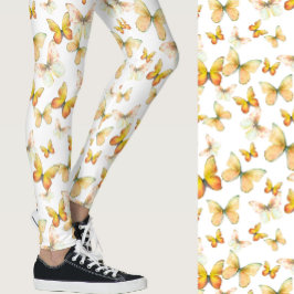 Legging Girly orange butterfly whimsical patterned