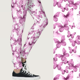 Legging Girly Pink Butterflies Whimsical Patterned