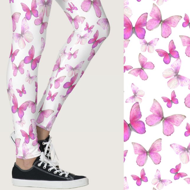 Legging Girly pink butterfly whimsical patterned (Criador carregado)