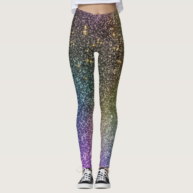 Legging Girly Rainbow Glitter Glitter Galaxy Meias (Frente)