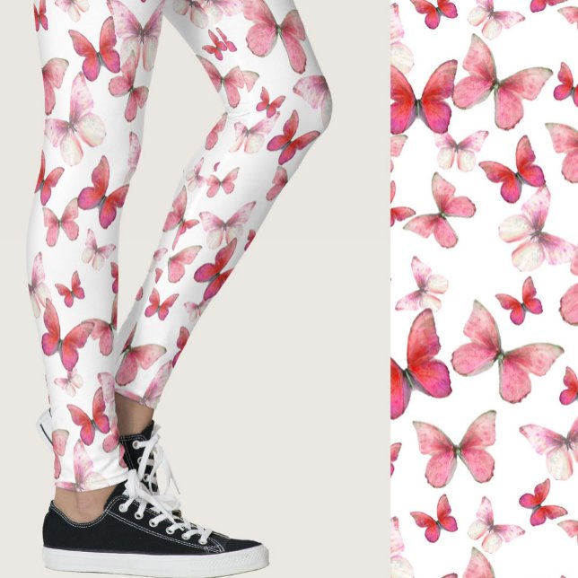 Legging Girly red butterfly whimsical patterned (Criador carregado)