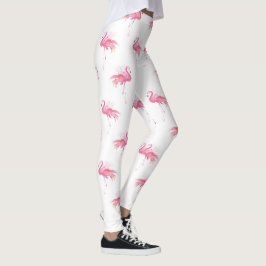 Legging Girly Tropical Watercolor Flamingo