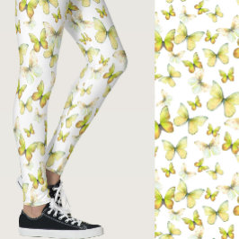 Legging Girly yellow butterfly whimsical patterned