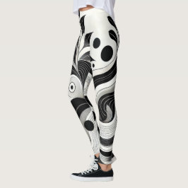 Legging Giro branco e Abstrato preto