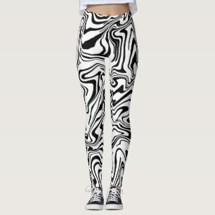 Legging Giro líquido Abstrato preto e branco