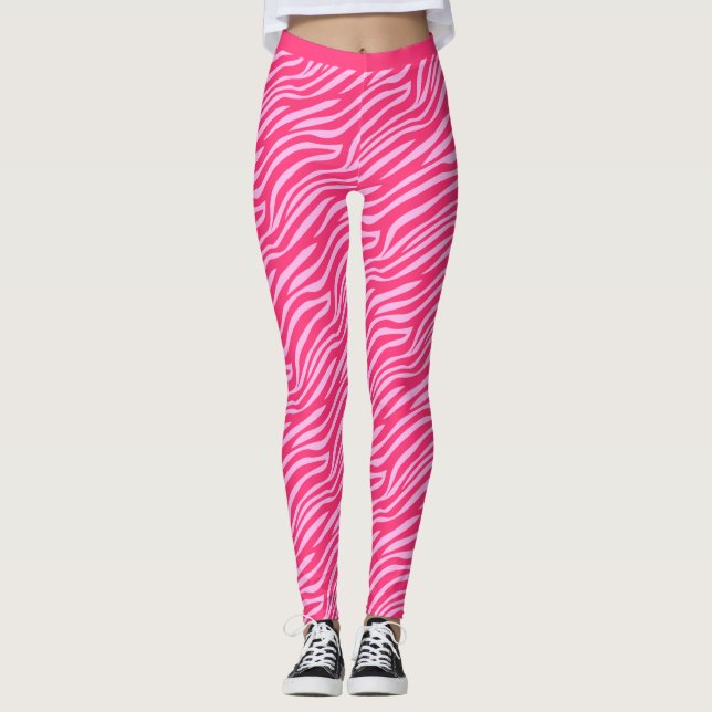 Legging Giro-Padrão de Strike do Neon Pink de Dois Tonelad (Frente)
