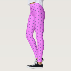 Legging Giro rosa-quente com Bolinhas roxa