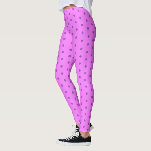 Legging Giro rosa-quente com Bolinhas roxa (Esquerda)