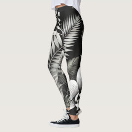 Legging Giro Tropical Preto e Branco