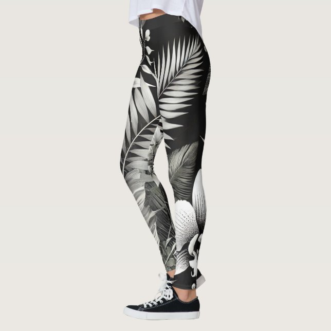 Legging Giro Tropical Preto e Branco (Esquerda)