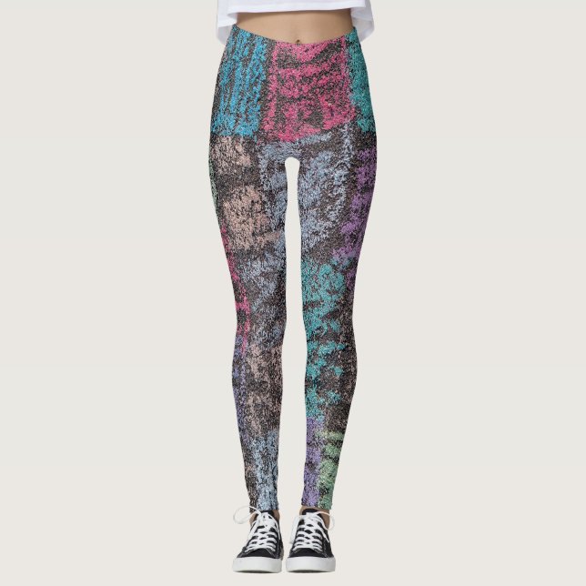 Legging Giz de design de decoração de abstrato de multicor (Frente)