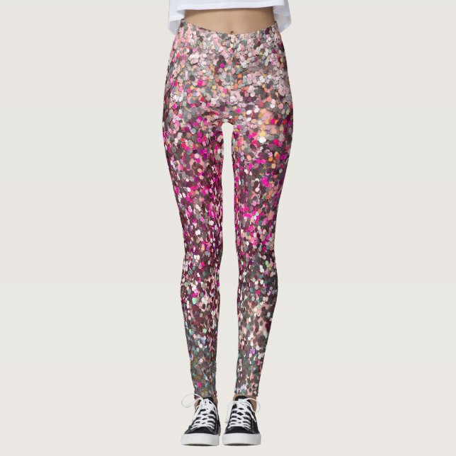 Legging Glam de Sequência Dourada da Prata Rosa Girassol (Frente)
