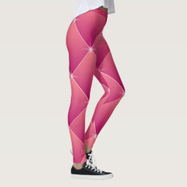 Legging Glam Flashy Pink Padrão Diamond Ênfase Yoga