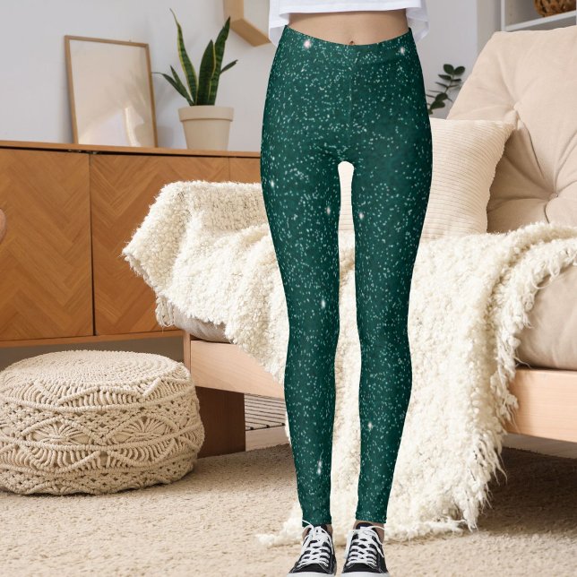 Legging Glam Modern Green Glitter Sparkle Sport Women Gift (Criador carregado)